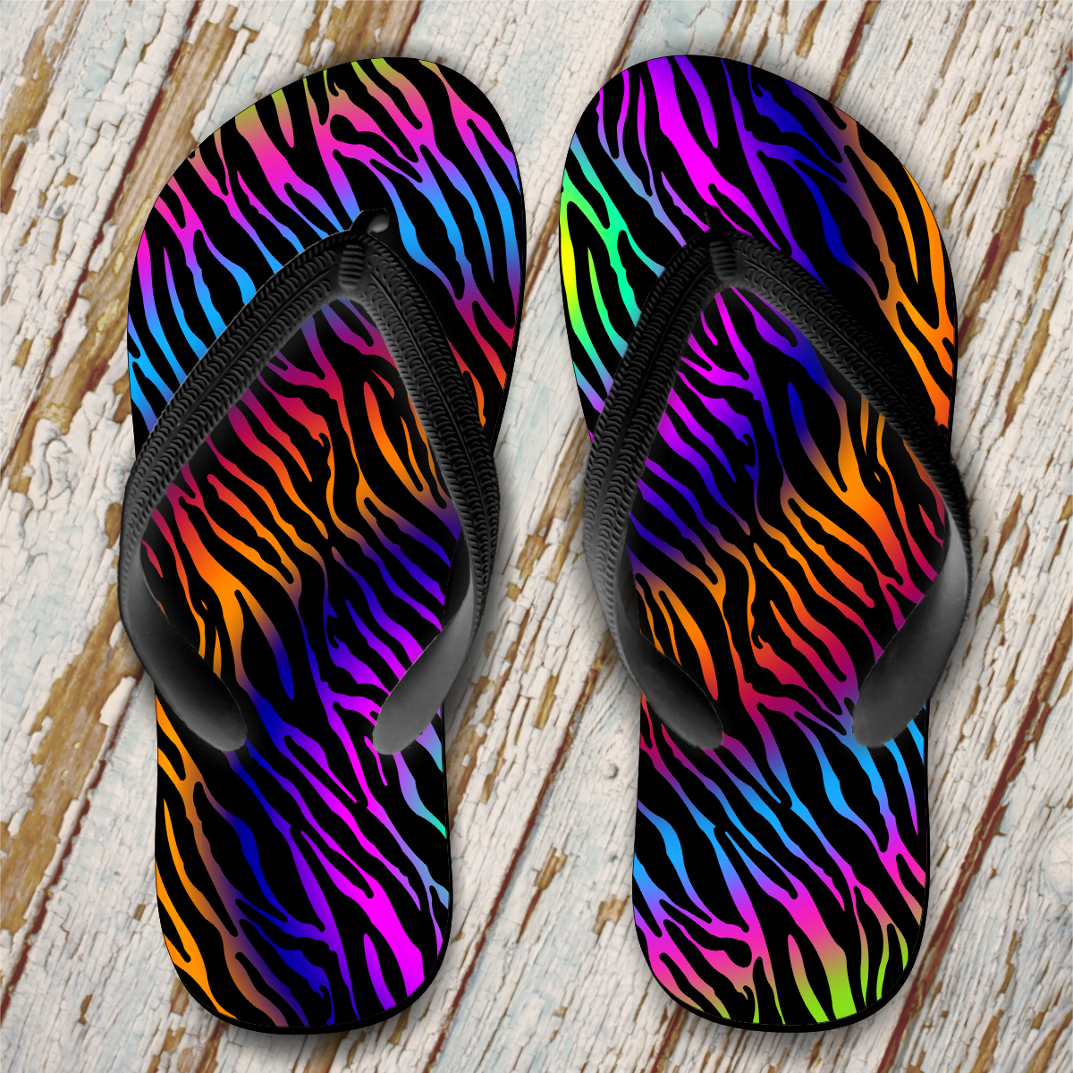 Zebra print flip deals flops