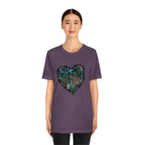 Valentine Shirts/ Gothic Grunge Teal Blue Animal Leopard, Giraffe Print Heart With Barbed Wire T shirts