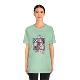 Valentine Shirts/ Gothic Tic Tac Toe Bones And Roses On Marbled Gray Paint Brushstrokes T shirts
