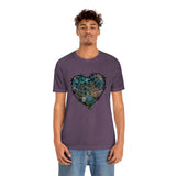 Valentine Shirts/ Gothic Grunge Teal Blue Animal Leopard, Giraffe Print Heart With Barbed Wire T shirts
