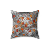 Halloween Throw Pillow/ Jack O Lantern Pumpkins On Spooky Grunge Gray Background Decor
