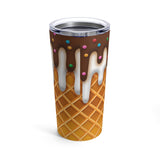Ice Cream Drip Stainless Steel 20oz Tumbler/ Waffle Cone Chocolate And Vanilla Dripping Ice Cream Sprinkles Summer Travel Mug Gift