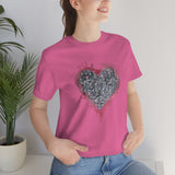 Valentine Shirts/ Gothic Grunge Gray Parchment Heart Skeleton Keys With Rose Pink Ivy Frame T shirts