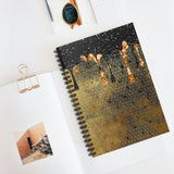 Halloween Journal/ Black Witch Broomstick Grunge With Glam Orange And Black Drips Notebook/ Diary Gift