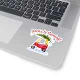 Christmas Stickers/ Santa Red Toy Riding Car Laptop Decal, Planner, Journal Vinyl Stickers
