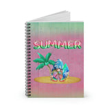 Summer Gnome Journal/ Watermelon Foil Balloons And Tie Dye Beach Surfing Gnome With Palm Tree Summer Notebook/ Diary Gift