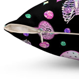 Halloween Throw Pillow/ Pastel Gothic Apothecary And Graveyard Pumpkins, Ghosts, Skeletons, Coffins And Moons Decor