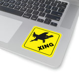 Halloween Stickers/ Caution Sign Funny Witch Crossing Laptop Decal, Planner, Journal Vinyl Stickers