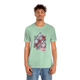 Valentine Shirts/ Gothic Tic Tac Toe Bones And Roses On Marbled Gray Paint Brushstrokes T shirts