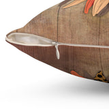 Autumn Fall Pillow/ Sunflower Leopard Print Brown, Orange And Cream On Wood Farmhouse Decor