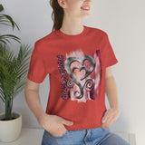 Valentine Shirts/ Silver Gray Heart With Burgundy And Pink Brushtroke Background T shirts