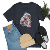 Valentine Shirts/ Gothic Tic Tac Toe Bones And Roses On Marbled Gray Paint Brushstrokes T shirts