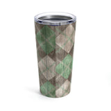 St. Patrick's Day Stainless Steel 20oz Tumbler/ Lucky AF Marquee Lights And Green Argyle On Wood Irish Travel Mug Gift