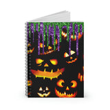 Halloween Journal/ Jack Olantern Pumpkin Faces With Green And Purple Glitter Imaged Drips Notebook/ Diary Gift