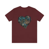 Valentine Shirts/ Gothic Grunge Teal Blue Animal Leopard, Giraffe Print Heart With Barbed Wire T shirts