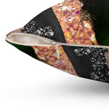 Halloween Throw Pillow/ Glam Brushstrokes Green, Gray And Leopard Print Decor