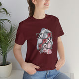 Valentine Shirts/ Gothic Tic Tac Toe Bones And Roses On Marbled Gray Paint Brushstrokes T shirts