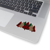 Christmas Stickers/ Red And Green Plaid Holiday Trees Laptop Decal, Planner, Journal Vinyl Stickers