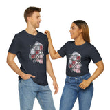 Valentine Shirts/ Gothic Tic Tac Toe Bones And Roses On Marbled Gray Paint Brushstrokes T shirts