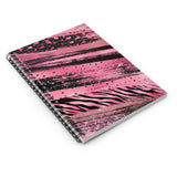 Animal Print Journal/ Pink, Black Zebra Leopard Print Brushstroke Glam Notebook/ Diary Gift