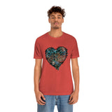 Valentine Shirts/ Gothic Grunge Teal Blue Animal Leopard, Giraffe Print Heart With Barbed Wire T shirts