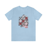 Valentine Shirts/ Gothic Tic Tac Toe Bones And Roses On Marbled Gray Paint Brushstrokes T shirts