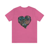Valentine Shirts/ Gothic Grunge Teal Blue Animal Leopard, Giraffe Print Heart With Barbed Wire T shirts
