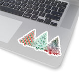 Christmas Stickers/ Red And Green Holiday Trees Laptop Decal, Planner, Journal Vinyl Stickers