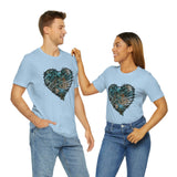 Valentine Shirts/ Gothic Grunge Teal Blue Animal Leopard, Giraffe Print Heart With Barbed Wire T shirts