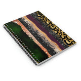 Halloween Journal/ Glam Brushstrokes Leopard, Black, Orange, Gray, Gold Pattern Notebook/ Diary Gift