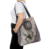 Steampunk Tote/ Vintage Steampunk Glam Purple Airship, Skeleton Keys Large Bag