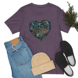 Valentine Shirts/ Gothic Grunge Teal Blue Animal Leopard, Giraffe Print Heart With Barbed Wire T shirts