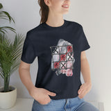 Valentine Shirts/ Gothic Tic Tac Toe Bones And Roses On Marbled Gray Paint Brushstrokes T shirts
