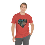 Valentine Shirts/ Gothic Grunge Teal Blue Animal Leopard, Giraffe Print Heart With Barbed Wire T shirts