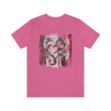 Valentine Shirts/ Silver Gray Heart With Burgundy And Pink Brushtroke Background T shirts