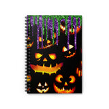 Halloween Journal/ Jack Olantern Pumpkin Faces With Green And Purple Glitter Imaged Drips Notebook/ Diary Gift