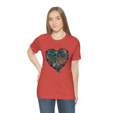 Valentine Shirts/ Gothic Grunge Teal Blue Animal Leopard, Giraffe Print Heart With Barbed Wire T shirts