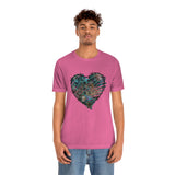 Valentine Shirts/ Gothic Grunge Teal Blue Animal Leopard, Giraffe Print Heart With Barbed Wire T shirts