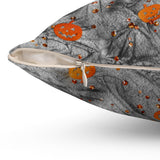 Halloween Throw Pillow/ Jack O Lantern Pumpkins On Spooky Grunge Gray Background Decor