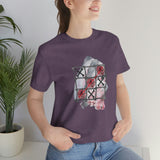 Valentine Shirts/ Gothic Tic Tac Toe Bones And Roses On Marbled Gray Paint Brushstrokes T shirts