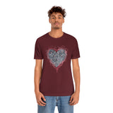 Valentine Shirts/ Gothic Grunge Gray Parchment Heart Skeleton Keys With Rose Pink Ivy Frame T shirts