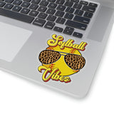 Softball Stickers/ Softball Vibes Leopard Glasses Laptop Decal, Planner, Journal Vinyl Stickers