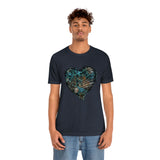 Valentine Shirts/ Gothic Grunge Teal Blue Animal Leopard, Giraffe Print Heart With Barbed Wire T shirts