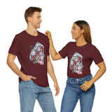 Valentine Shirts/ Gothic Tic Tac Toe Bones And Roses On Marbled Gray Paint Brushstrokes T shirts