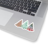 Christmas Stickers/ Red And Green Holiday Trees Laptop Decal, Planner, Journal Vinyl Stickers