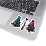 Christmas Stickers/ Purple Neon Holiday Trees Laptop Decal, Planner, Journal Vinyl Stickers