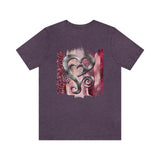 Valentine Shirts/ Silver Gray Heart With Burgundy And Pink Brushtroke Background T shirts