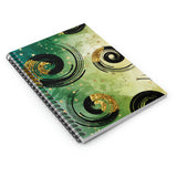 Swirls Journal/ Black And Gold Swirls Abstract Watercolor Green And Gold Stars Notebook/ Diary Gift