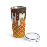 Ice Cream Drip Stainless Steel 20oz Tumbler/ Waffle Cone Chocolate And Vanilla Dripping Ice Cream Sprinkles Summer Travel Mug Gift