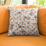 Halloween Throw Pillow/ Spiders And Webs On Grunge Orange Polkadots Decor